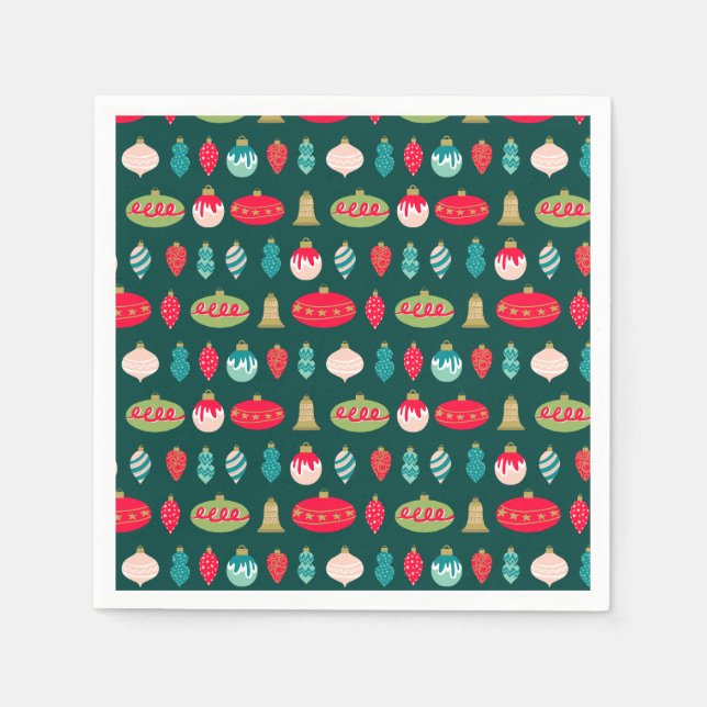 Festive Retro Christmas Ornament Midcentury Modern Napkin (Front)