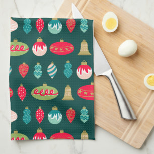 Festive Retro Christmas Ornament Midcentury Modern Tea Towel