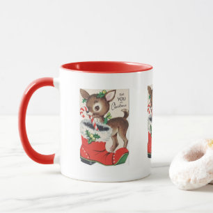 festive retro Christmas reindeer Holiday Mug