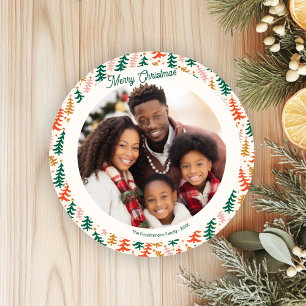 Festive Retro Holiday Tree Photo Card