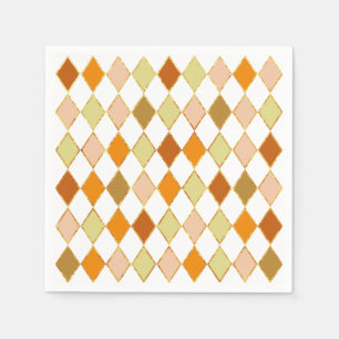 Festive Retro Orange Beige White Diamond Pattern Napkin