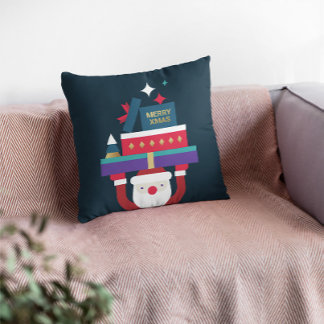 Festive Retro Santa Throw Pillow – Holiday Gifts
