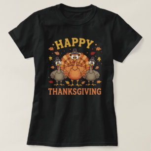 Festive Retro Thanksgiving Turkey Artwork T-Shirt