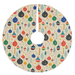 Festive Retro Vintage Christmas Ornaments  Brushed Polyester Tree Skirt