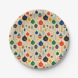 Festive Retro Vintage Christmas Ornaments  Paper Plate
