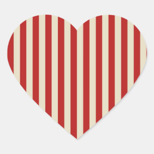 Festive Retro Vintage Vertical PopCorn Stripes Heart Sticker