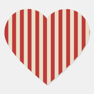 Festive Retro Vintage Vertical PopCorn Stripes Heart Sticker