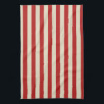Festive Retro Vintage Vertical PopCorn Stripes Tea Towel<br><div class="desc">A retro style festive popcorn red and beige stripes decor in horizontal or in vertical fashion are a modern classic graphic design style that always make for a great custom gift for yourself or for someone special on your list, these are sure to make an impression on any festive occasions....</div>