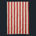 Festive Retro Vintage Vertical PopCorn Stripes Tea Towel<br><div class="desc">A retro style festive popcorn red and beige stripes decor in horizontal or in vertical fashion are a modern classic graphic design style that always make for a great custom gift for yourself or for someone special on your list, these are sure to make an impression on any festive occasions....</div>