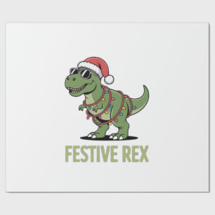 Festive Rex Dinosaur Holiday Cheer Wrapping Paper