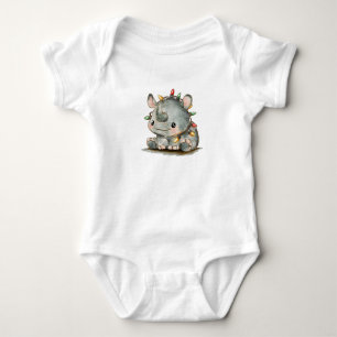 Festive Rhino Baby Bodysuit