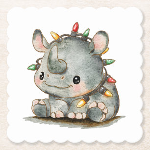 Festive Rhino Paper Coaster