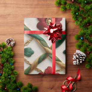 Festive Ribbon and Floral Wrapping Paper   Elegant