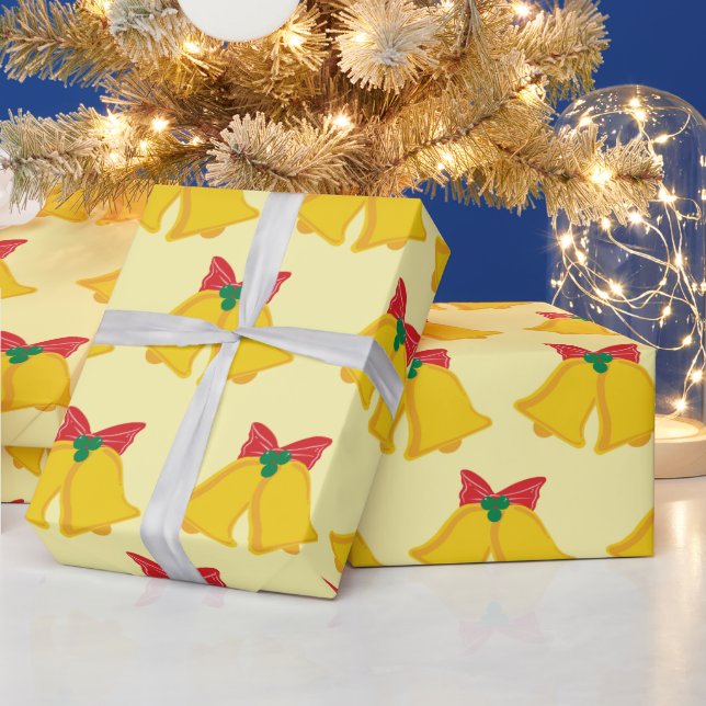 Festive Ringing Bells Christmas Presents Seamless Wrapping Paper (Holidays)