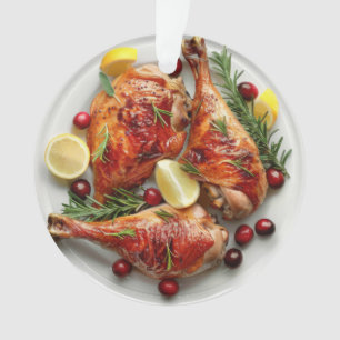 Festive Roast Turkey Legs Holiday Ornament