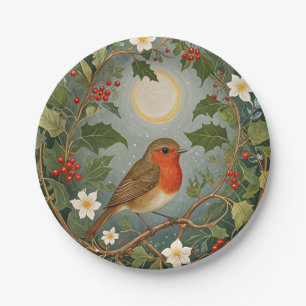 Festive Robin and Holly Paper Plate