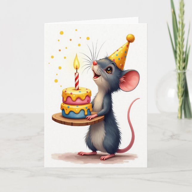 Festive Rodent Birthday Card (Front)
