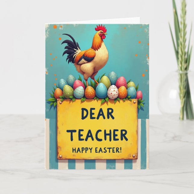 Festive Rooster Springtime Card (Front)