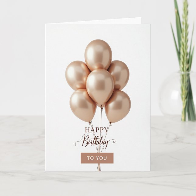 Festive Rose Gold Balloon Card (Front)