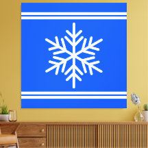 Festive Royal Blue White Racing Stripes Snowflake