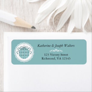 Festive Royal Botanical Robin's Egg Blue Address Return Address Label