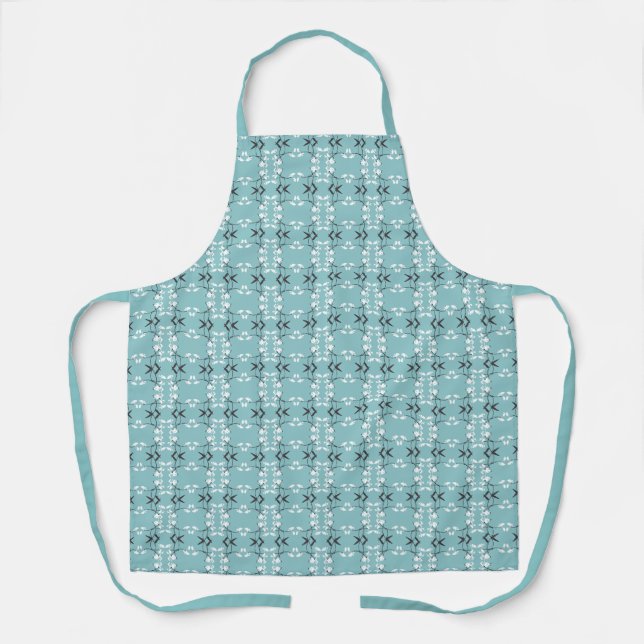Festive Royal Botanical Robin's Egg Blue Apron (Front)