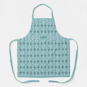 Festive Royal Botanical Robin's Egg Blue Monogram Apron