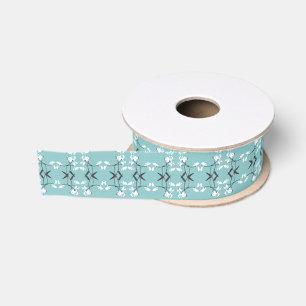 Festive Royal Botanical Robin's Egg Blue Small Grosgrain Ribbon