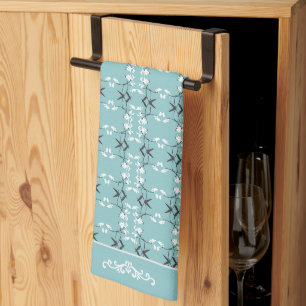 Festive Royal Botanical Robin's Egg Blue Tea Towel
