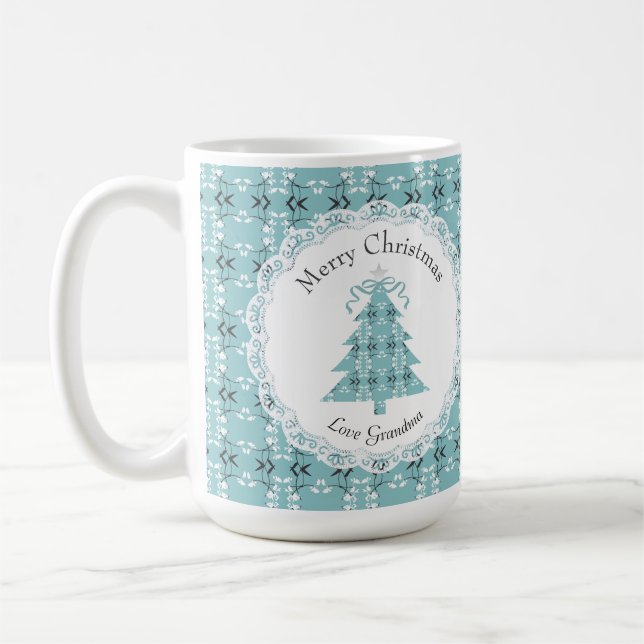 Festive Royal Botanical Robin's Egg Blue Tree  Coffee Mug (Left)