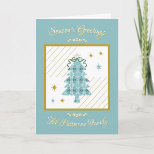 Festive Royal Botanical Robin's Egg Blue Tree Holiday Card