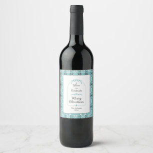 Festive Royal Botanical Robin's Egg Blue Wine Label