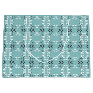 Festive Royal Botanical Sky Blue Large Gift Bag