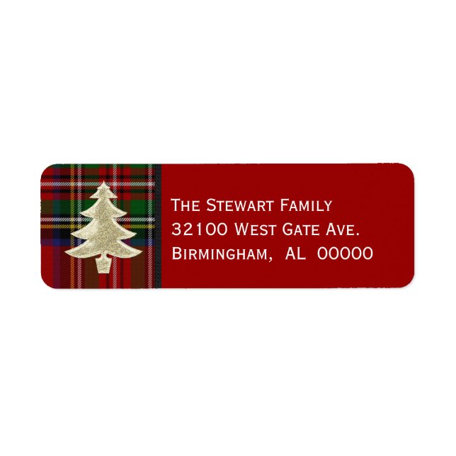 Festive Royal Stewart Plaid Christmas Labels (Front)