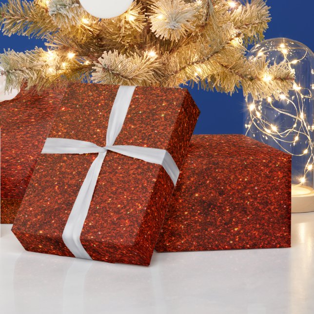 Festive rust cinnamon glitter pattern elegant wrapping paper (Holidays)
