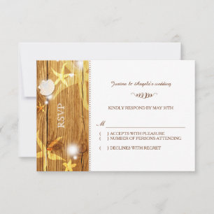 Festive Rustic Beach Wedding RSVP Card