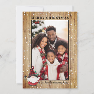 Festive Rustic Lumberjack Gnome Christmas Photo Holiday Card