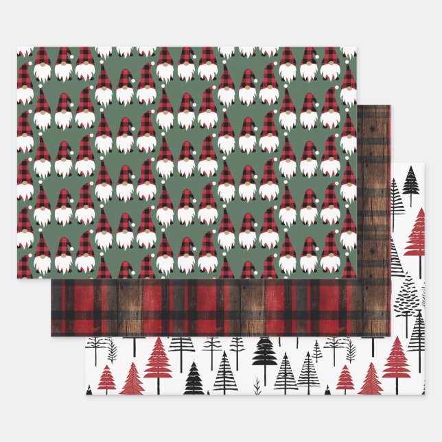 Festive Rustic Scandinavian Christmas Wrapping Paper Sheet (Set)
