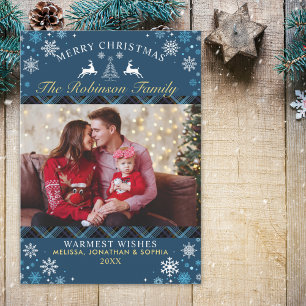 Festive Rustic Tartan Christmas Photo Invitation
