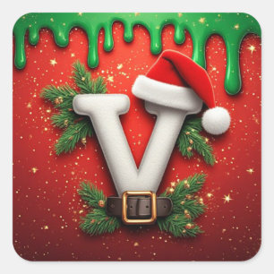 Festive Sabta Hat V For Winter Decor Square Sticker