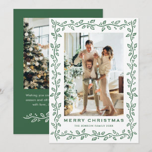 Festive Sage Green Christmas Bow Ribbon 2 Photo Ho Holiday Card