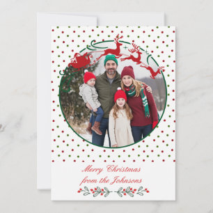 Festive Santa and Dots Photo Holiday Card