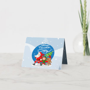 Festive Santa and Friends Christmas Card 