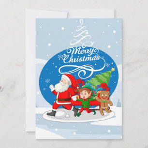 Festive Santa and Friends Christmas Card 