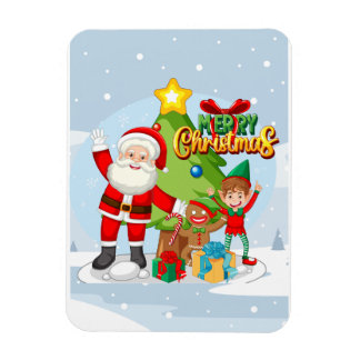 Festive Santa and Friends Christmas Card Magnet