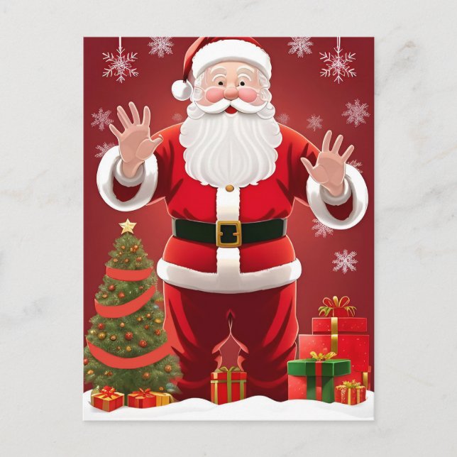 🎄 Festive Santa & Christmas Tree Magic ❄️ Holiday Postcard (Front)