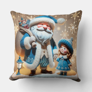 Festive Santa Claus and Child Cushion