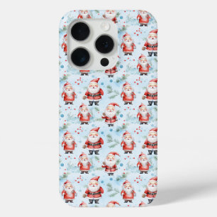 Festive Santa Claus Christmas Pattern iPhone 15 Pro Case