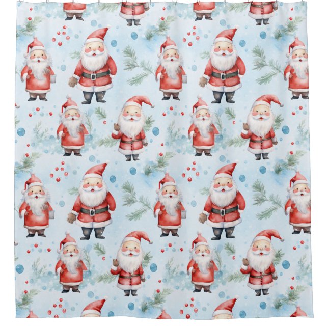 Festive Santa Claus Christmas Pattern Shower Curtain (Front)