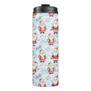 Festive Santa Claus Christmas Pattern Thermal Tumbler